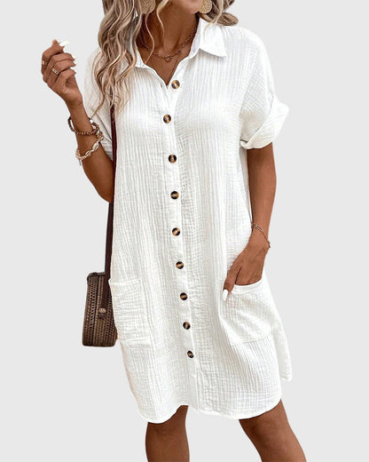 Clara | Textured Button-Down Shirt Dress