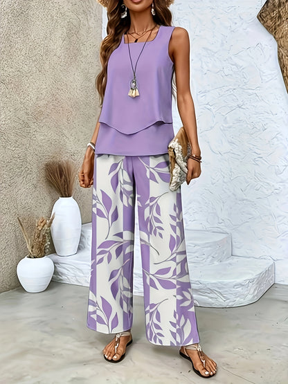 Amara | Sleeveless Top and Floral Pants Set
