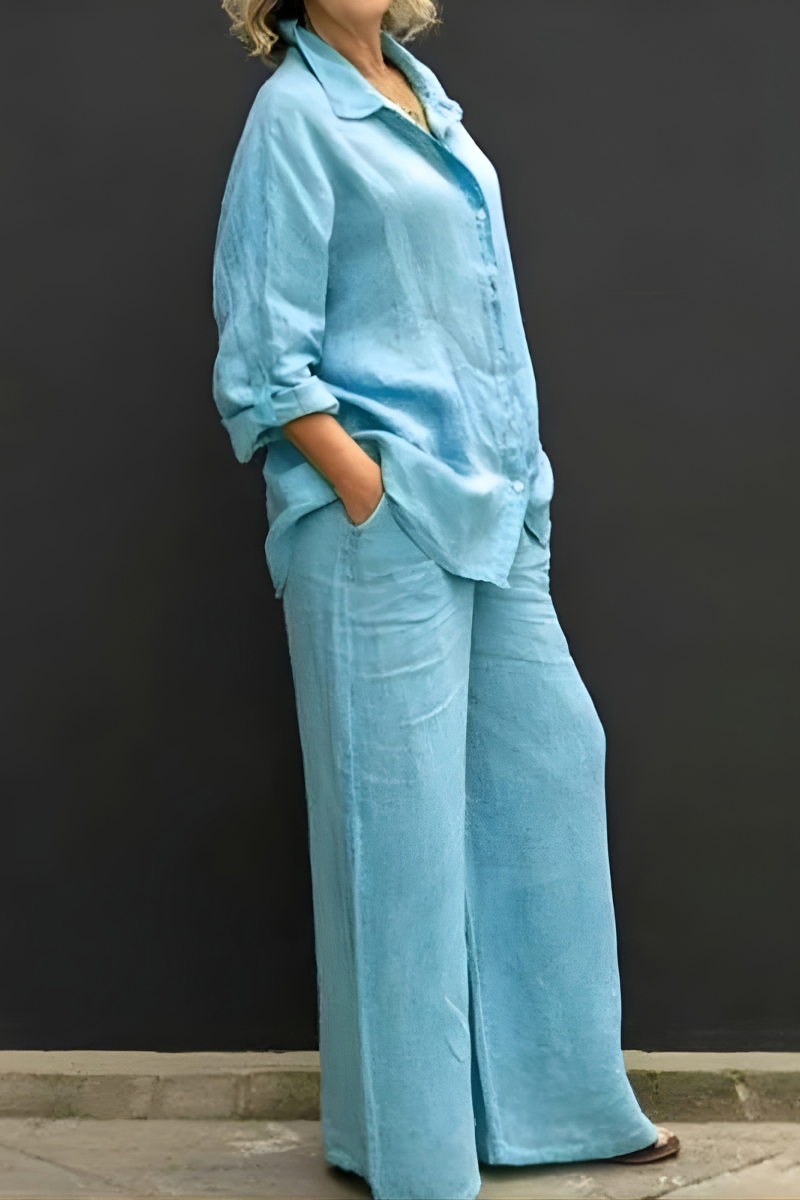 Freya | Button-Down Shirt and Wide-Leg Pants Set