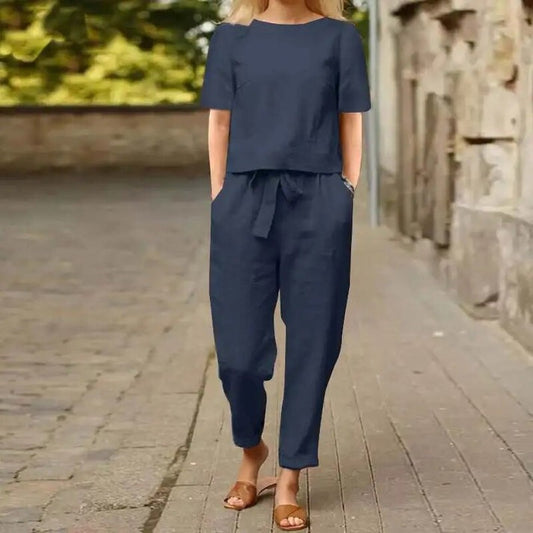 Freya | Short Sleeve Top and Tapered Pant Set