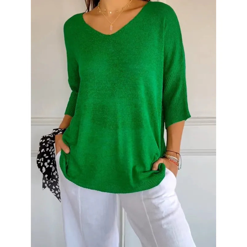 Abigail | V-Neck Knit Blouse