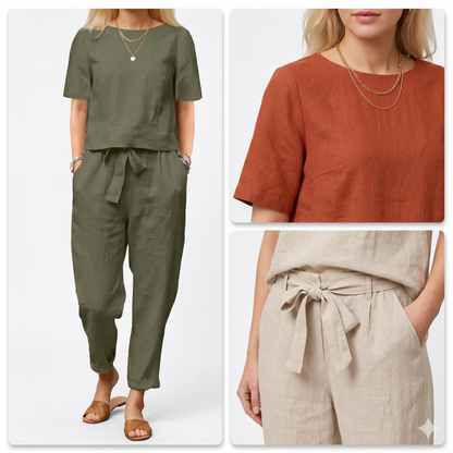 Freya | Short Sleeve Top and Tapered Pant Set