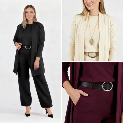 Elena | Longline Cardigan, Top, and Trouser Set