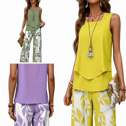 Amara | Sleeveless Top and Floral Pants Set