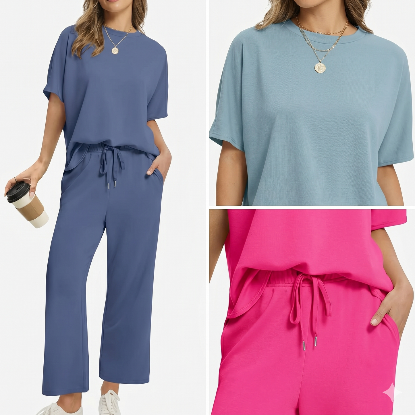 Jayda | Half-Sleeved Top and Wide-Leg Pants Set