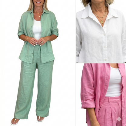 Freya | Button-Down Shirt and Wide-Leg Pants Set