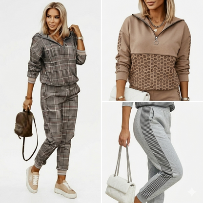 Rachel | Pattern-Blocked Hoodie and Jogger Set