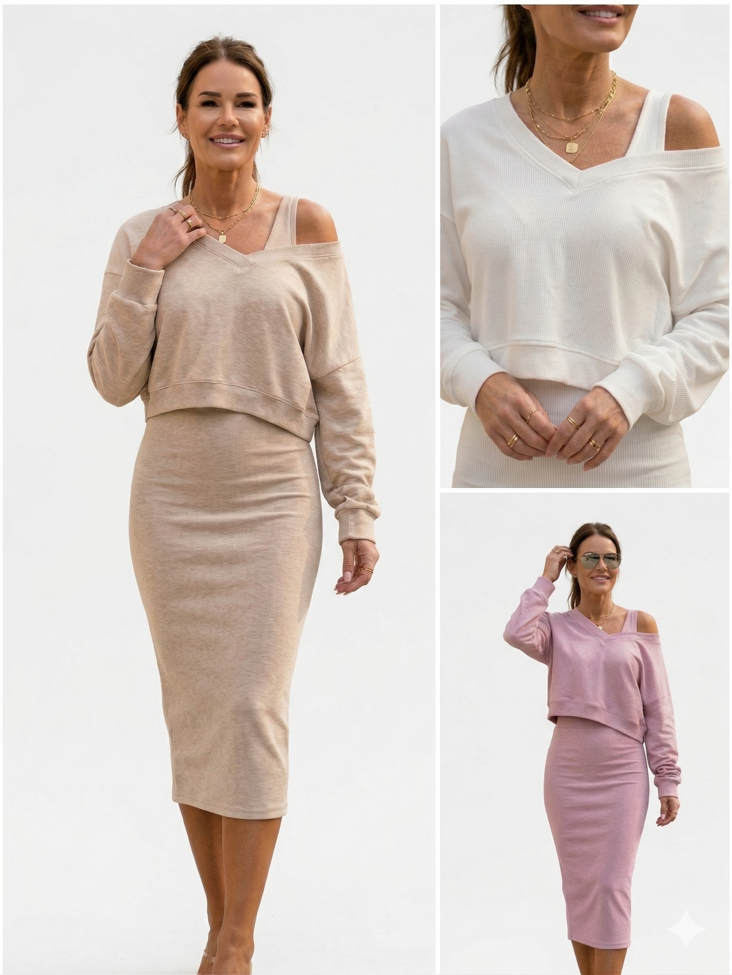 Isabella | Cropped Sweatshirt and Bodycon Midi Dress Set