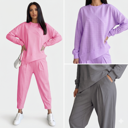 Ava | Asymmetrical Sweatshirt and Pants Set