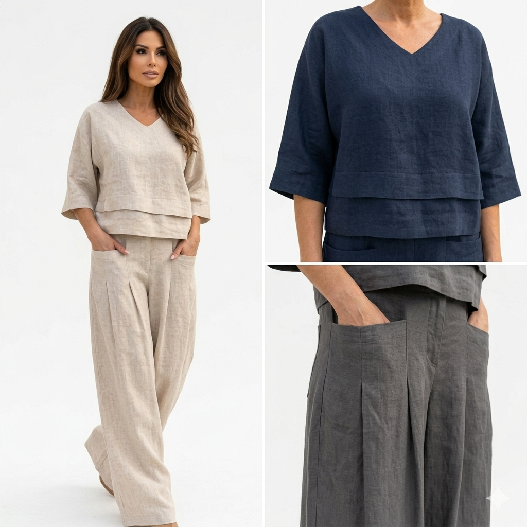 Claire | V-Neck Flowy Top and Wide-Leg Pants Set