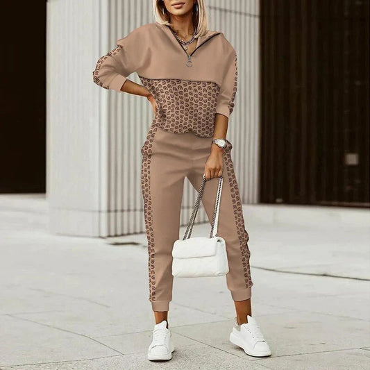 Rachel | Pattern-Blocked Hoodie and Jogger Set