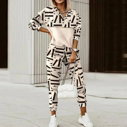 Rachel | Pattern-Blocked Hoodie and Jogger Set