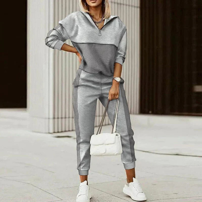 Rachel | Pattern-Blocked Hoodie and Jogger Set