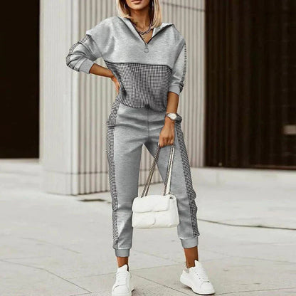 Rachel | Pattern-Blocked Hoodie and Jogger Set