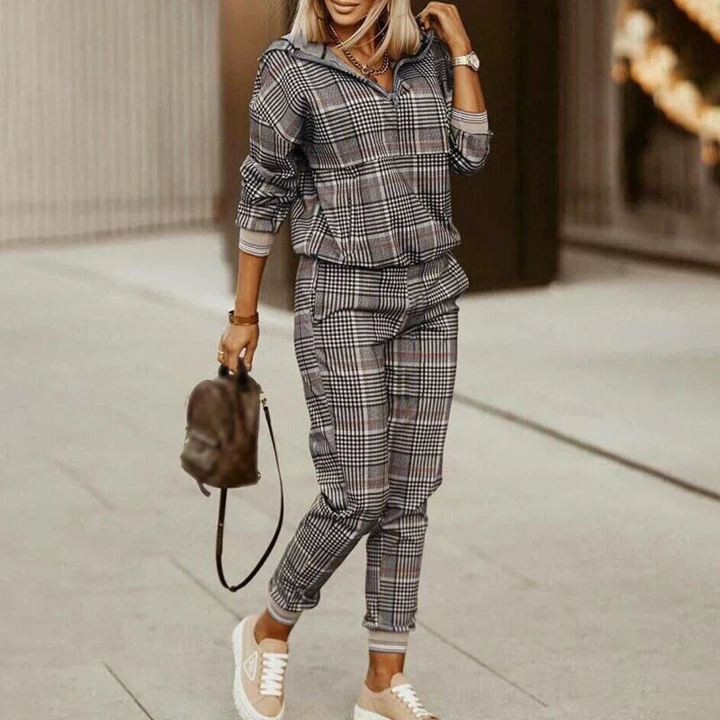 Rachel | Pattern-Blocked Hoodie and Jogger Set