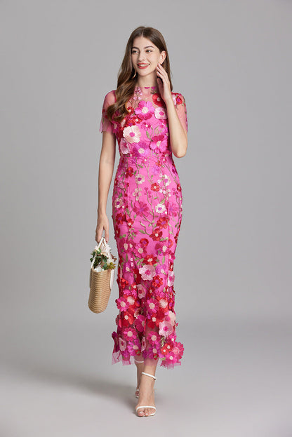 Eliana | 3D Floral Applique Maxi Dress