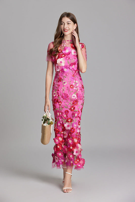 Eliana | 3D Floral Applique Maxi Dress