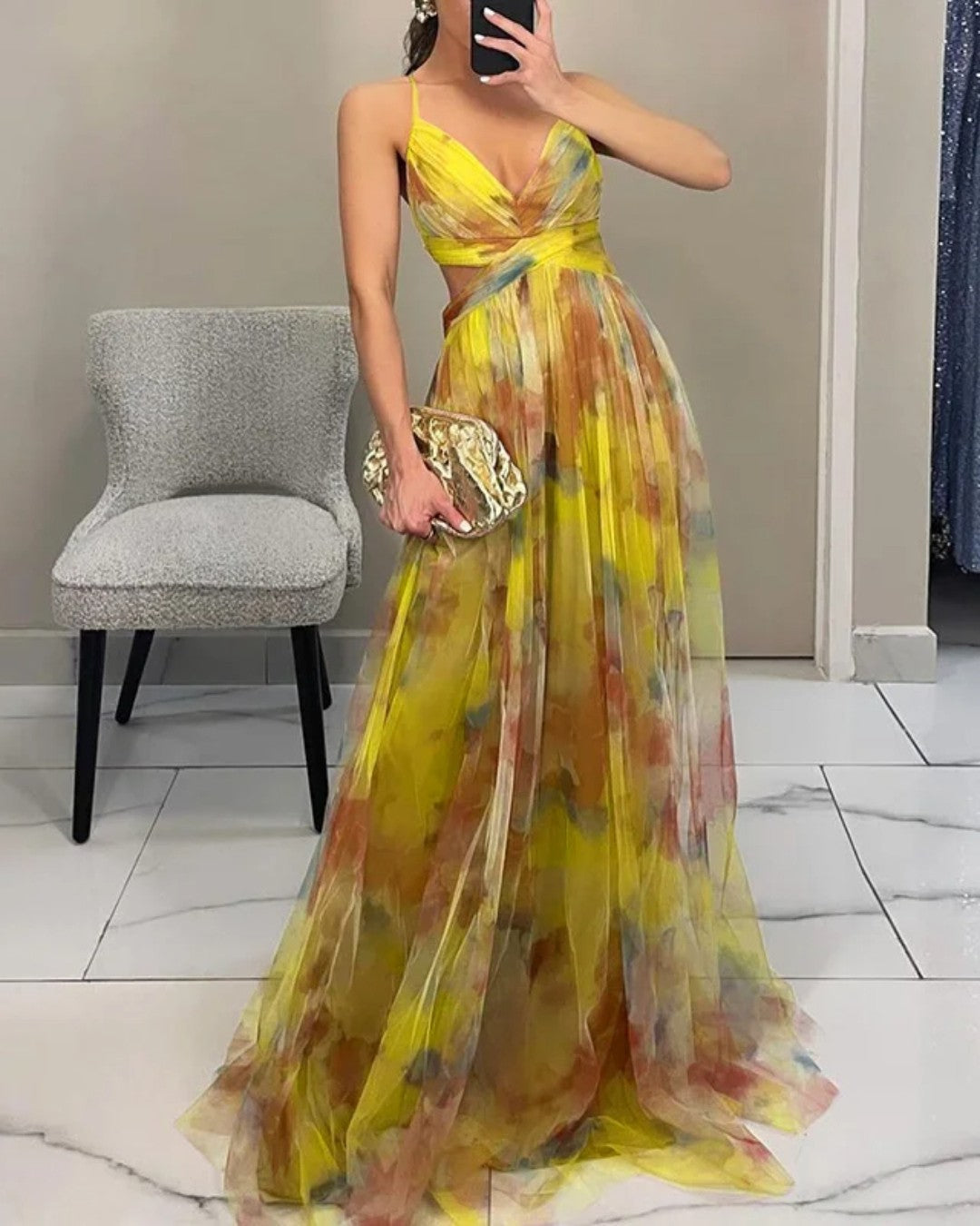 Celeste | Floral Tulle Maxi Gown