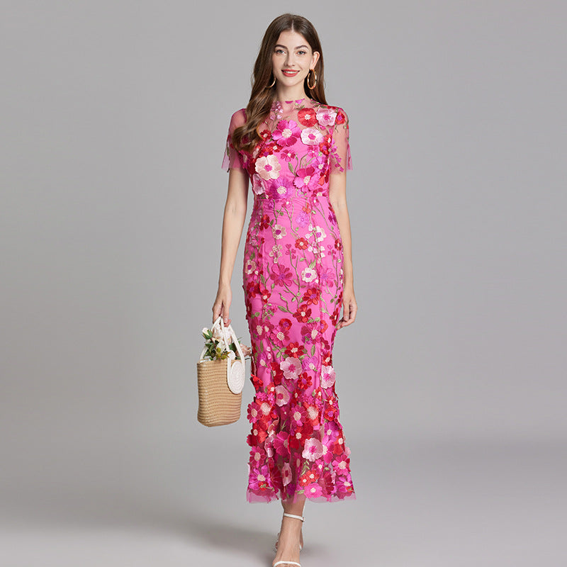 Eliana | 3D Floral Applique Maxi Dress