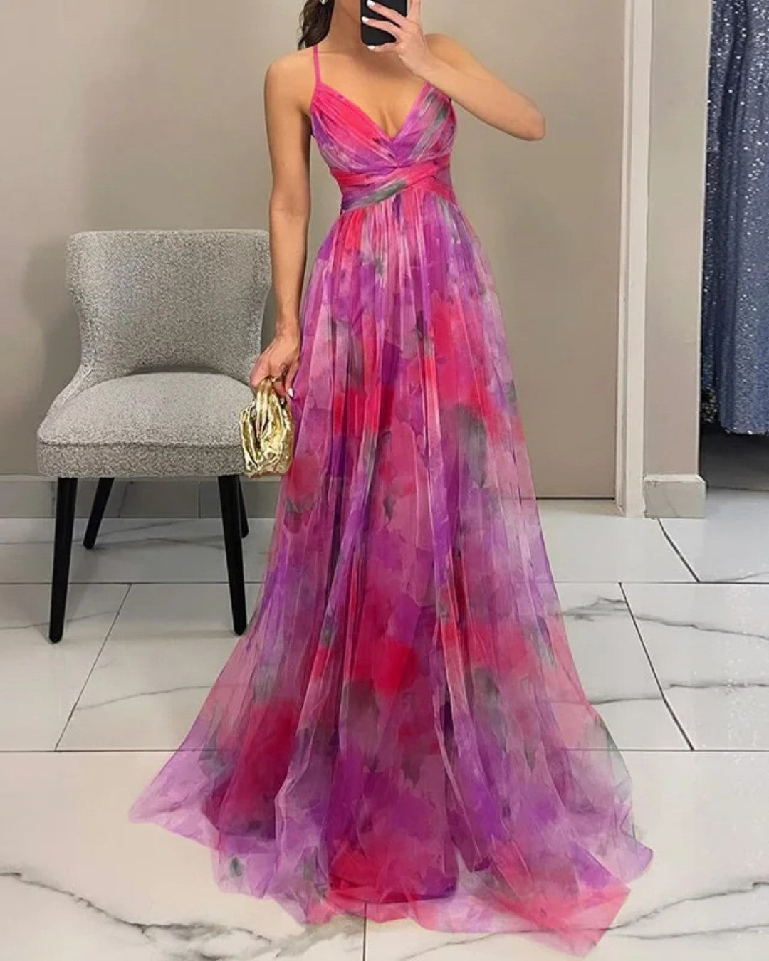 Celeste | Floral Tulle Maxi Gown