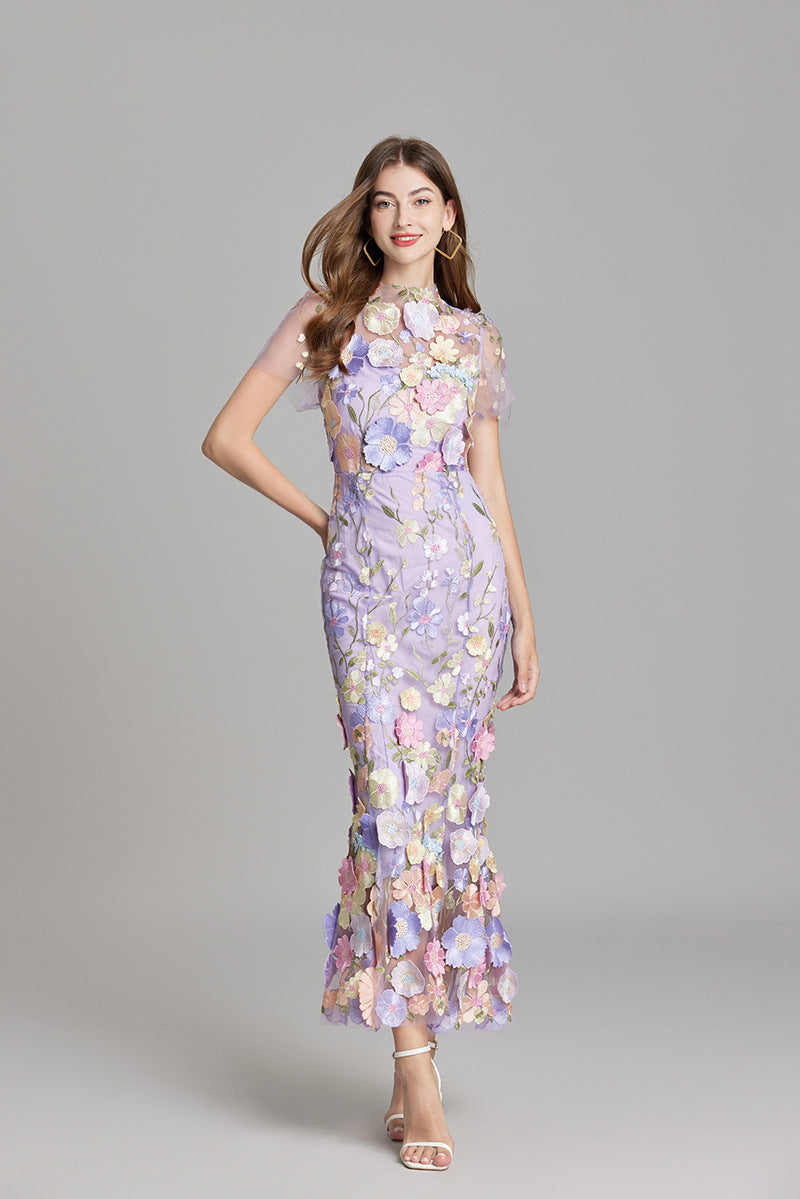 Eliana | 3D Floral Applique Maxi Dress