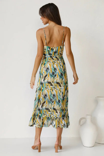 Chloe | Abstract Strappy Midi Dress
