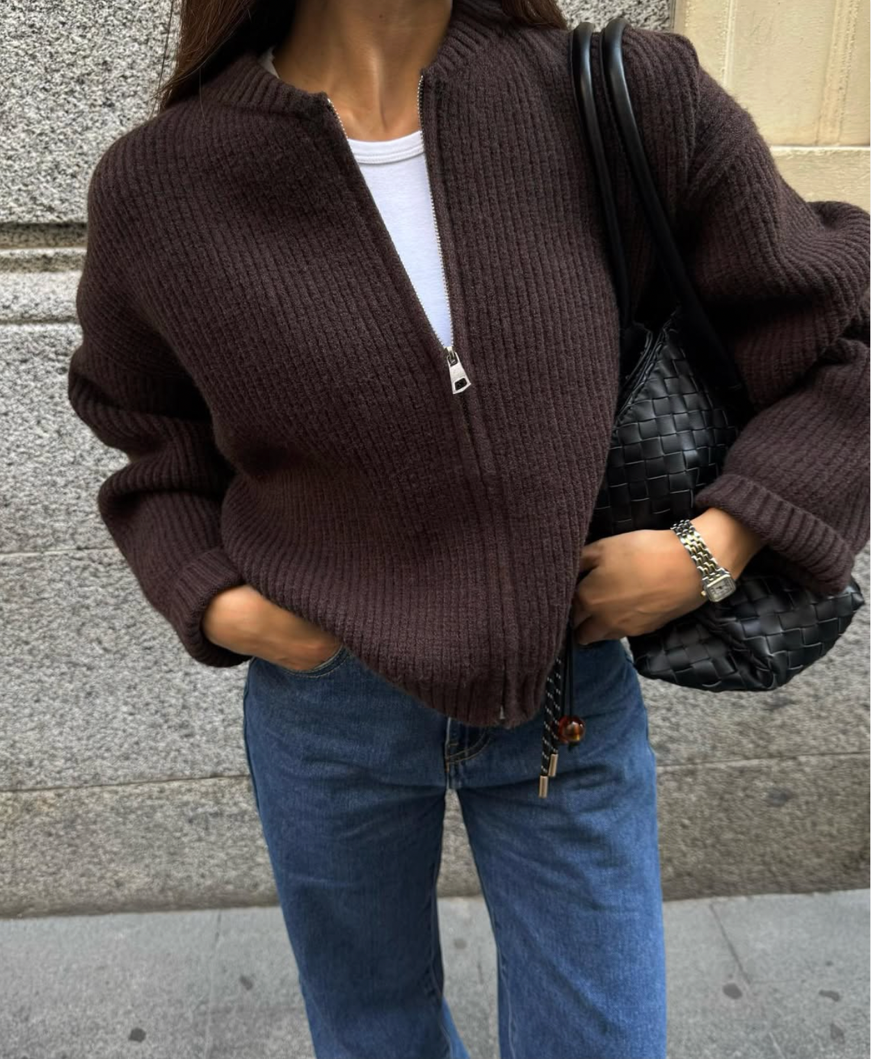Naomi | Ribbed Knitted Bomber Cardigan