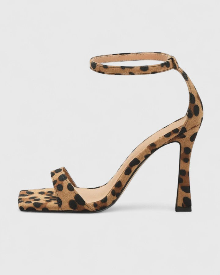 Janice | Leopard Square-Toe Heeled Sandals