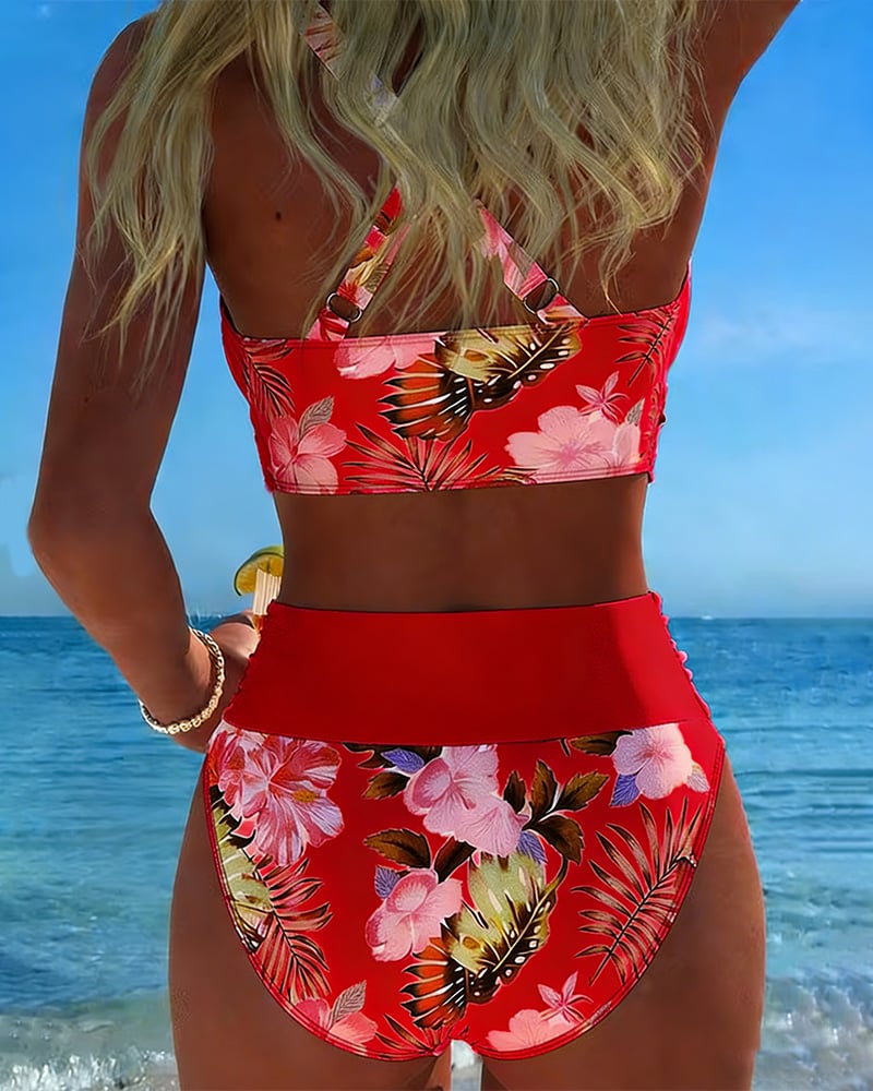 Sophie | Tropical Botanical High-Waisted Bikini Set