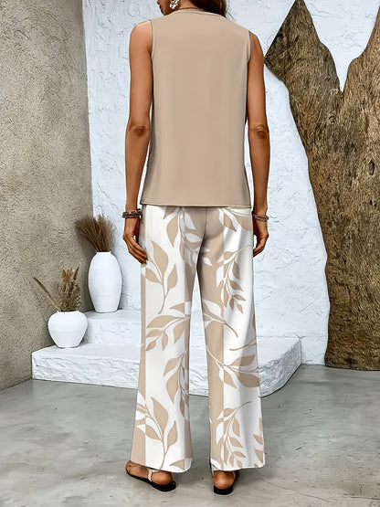 Amara | Sleeveless Top and Floral Pants Set