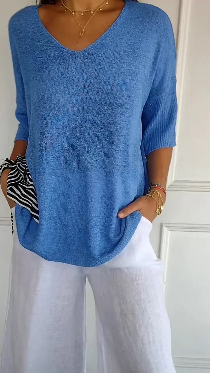 Abigail | V-Neck Knit Blouse