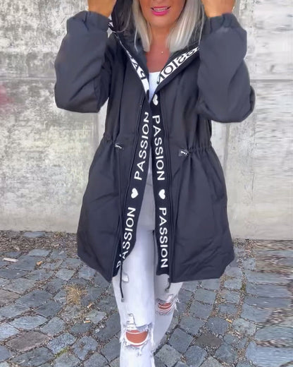 Autumn | Graphic Trim Drawstring Parka