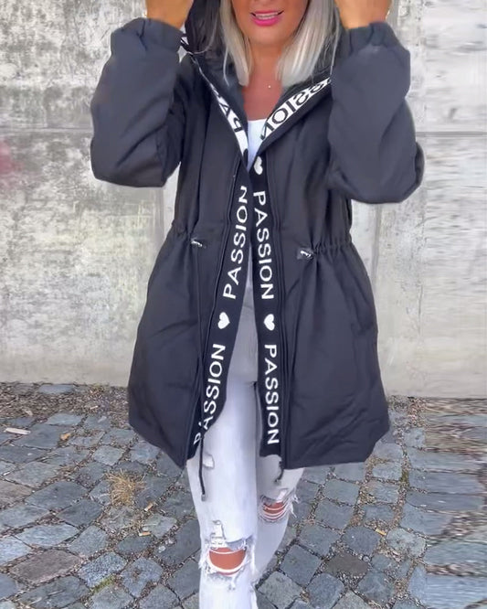Autumn | Graphic Trim Drawstring Parka