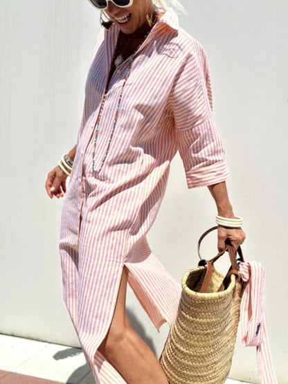Eleanor | Striped Shirt Midi Dress