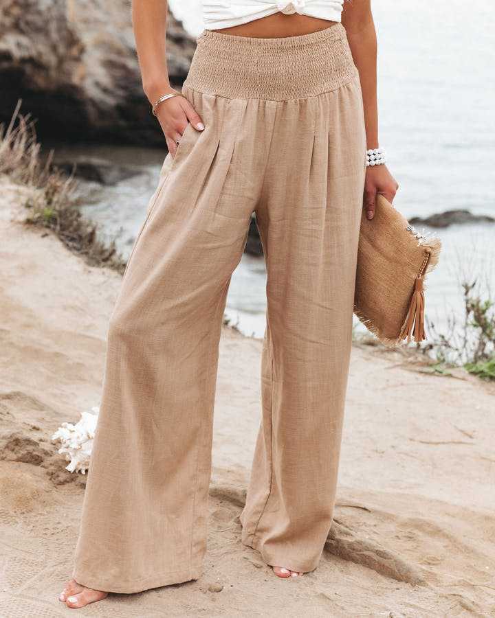 Hazel | Smocked Waist Wide-Leg Pants