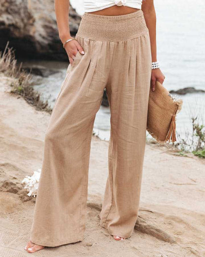 Hazel | Smocked Waist Wide-Leg Pants