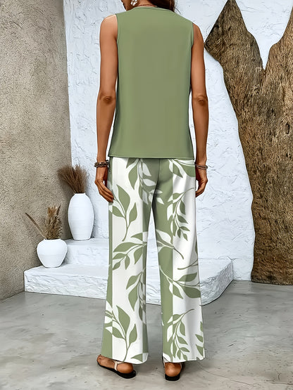 Amara | Sleeveless Top and Floral Pants Set