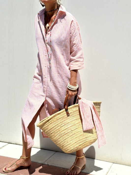 Eleanor | Striped Shirt Midi Dress
