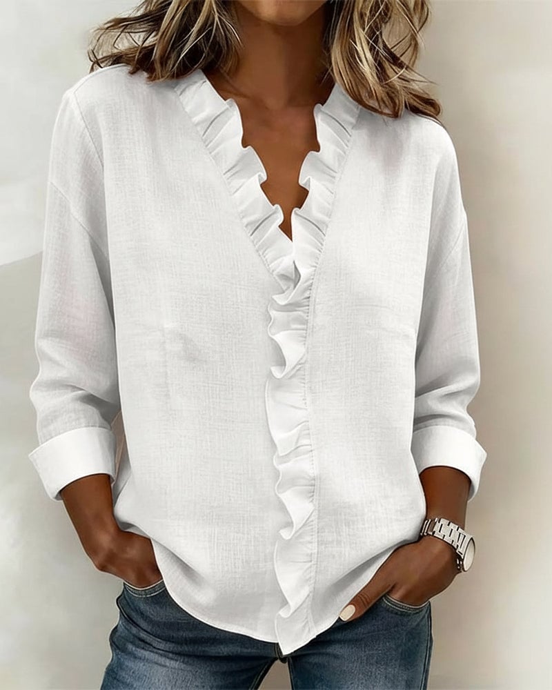 Sylvie | Ruffle-Front Button-Up Blouse