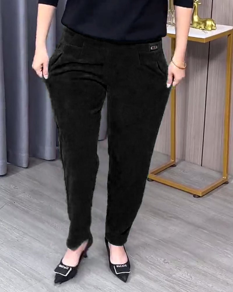 Julianne | Textured Stretchy Pull-On Pants