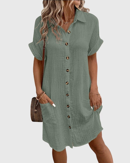 Clara | Textured Button-Down Shirt Dress
