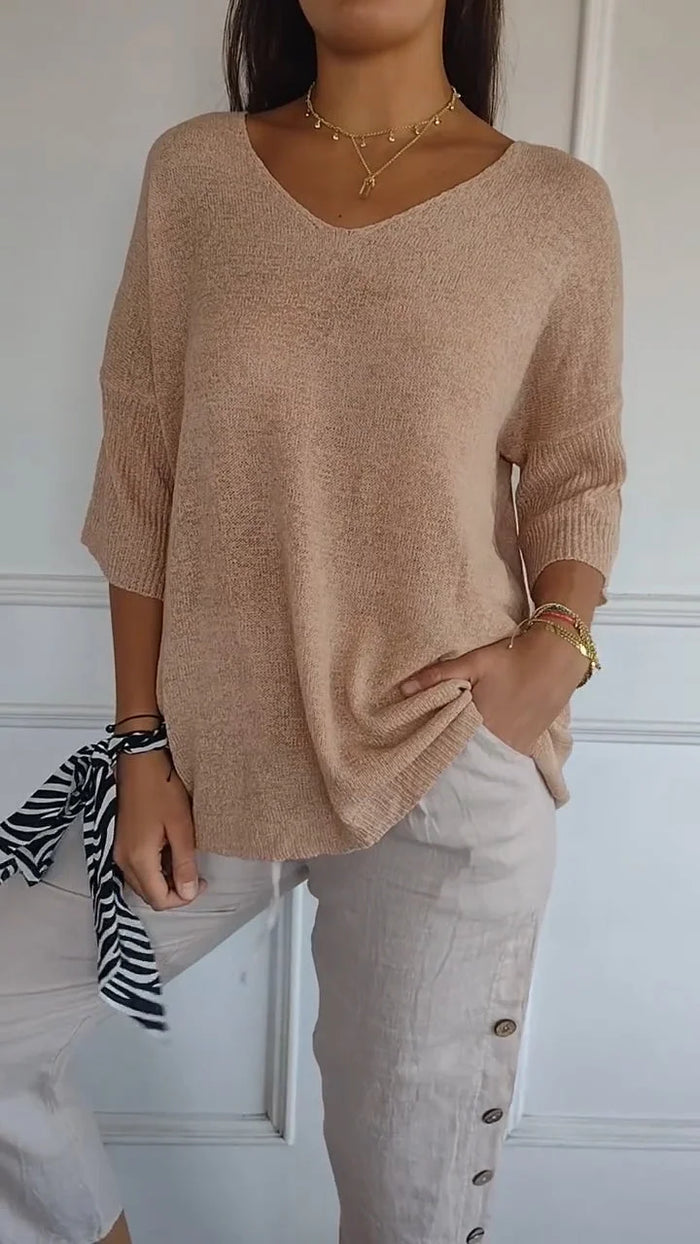 Abigail | V-Neck Knit Blouse