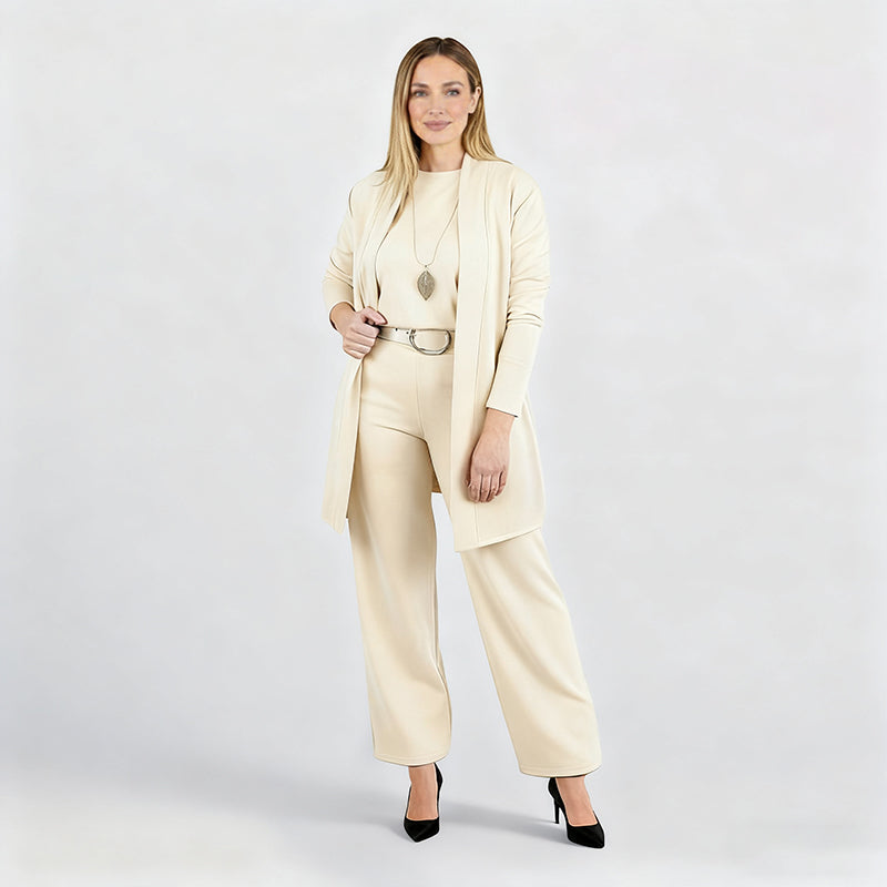 Elena | Longline Cardigan, Top, and Trouser Set