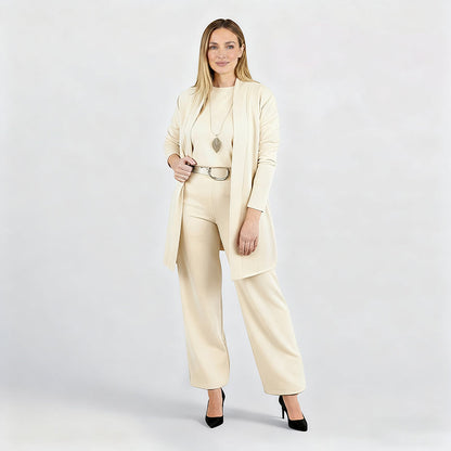 Elena | Longline Cardigan, Top, and Trouser Set