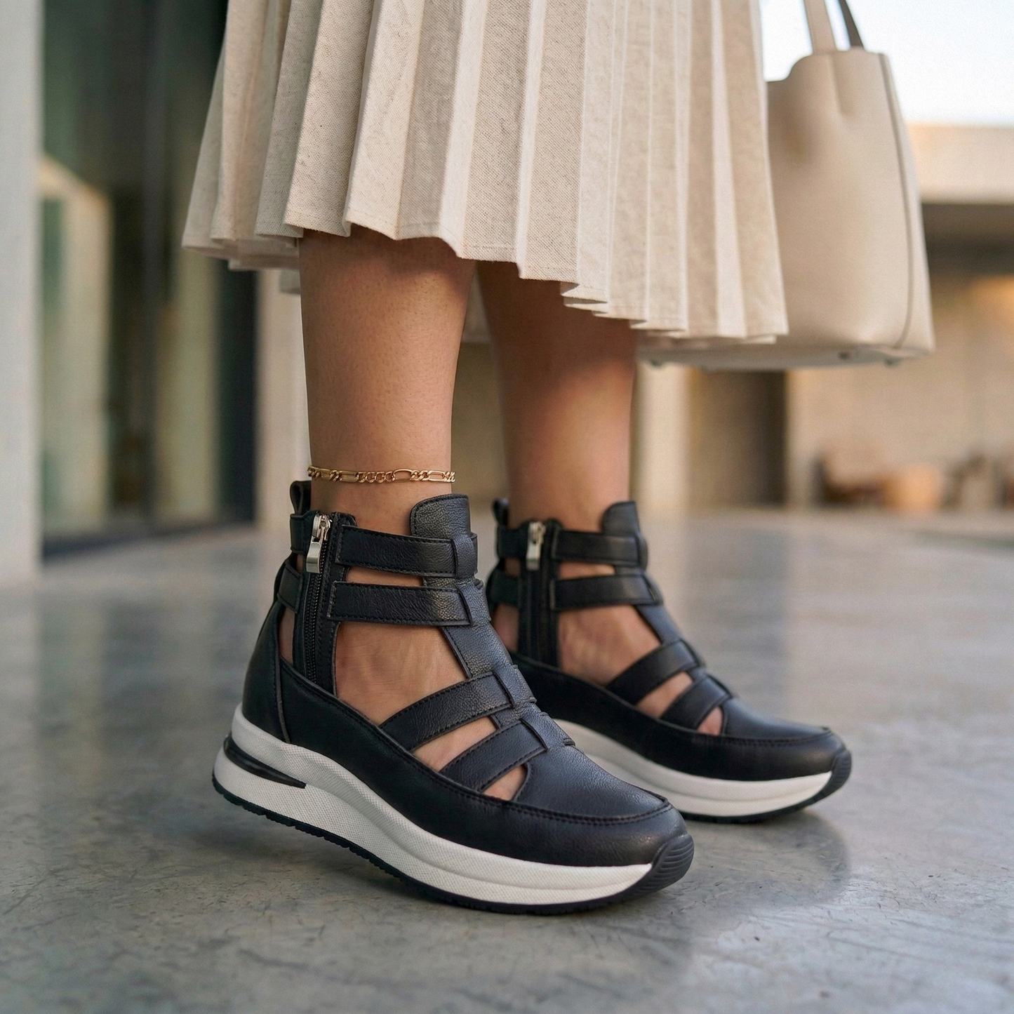Tara | Strappy Platform Wedge Sneakers