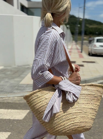 Eleanor | Striped Shirt Midi Dress
