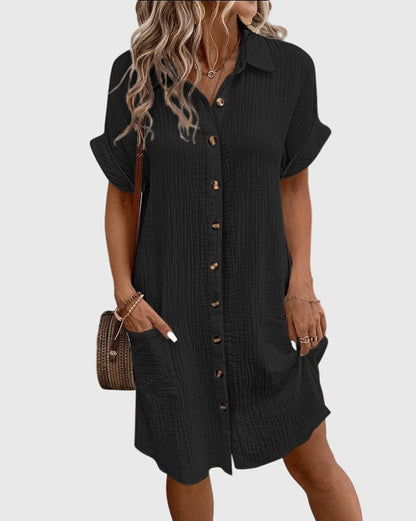 Clara | Textured Button-Down Shirt Dress