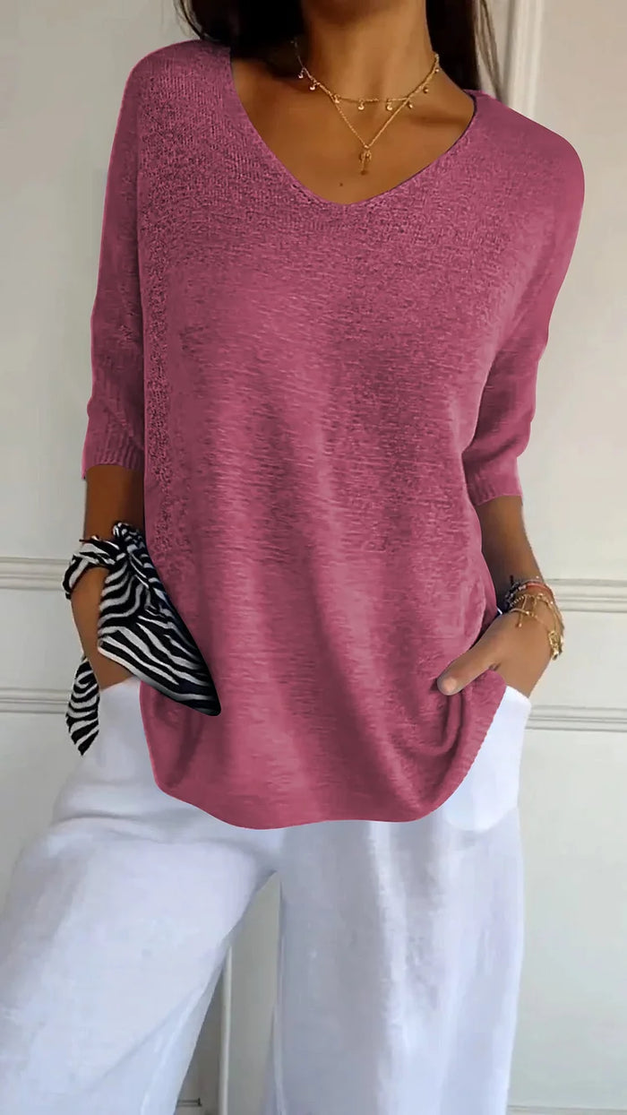 Abigail | V-Neck Knit Blouse