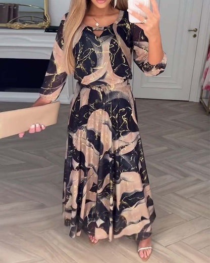 Vivienne | Marble Print Maxi Dress