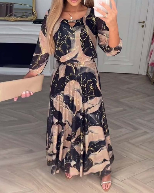 Vivienne | Marble Print Maxi Dress